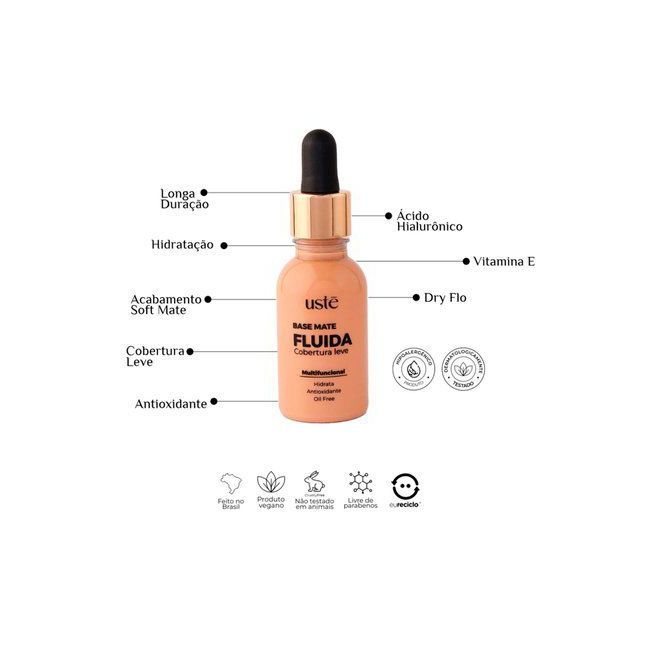 Base Fluida  Matte - Ustē Cosméticos